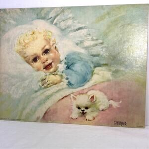 Vintage Florence Kroger Litho Print 11x14" Wake Up Time Baby Nursery Unisex